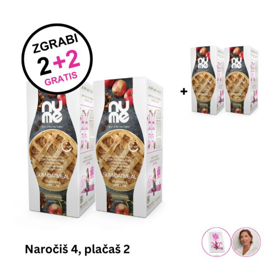 nuMe Slim Kaša s kolagenom Babičina Jabolčna Pita 2+2 GRATIS (4 x 6 obrokov) 