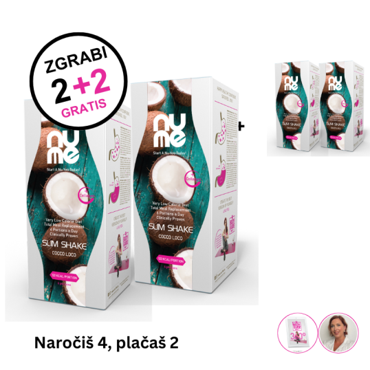 nuMe Slim Shake s kolagenom Cocco Loco 2+2 GRATIS (4 x 6 obrokov)