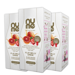 nuMe Flat Belly Drink Rdeča pomaranča & Jagoda TRIO (3 x 10 napitkov)