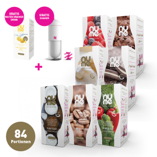 LITTLE BLACK DRESS Paket - ALL IN ONE Slim Shakes, Slim Suppe, Slim Riegeln (84 Mahlzeiten) + GRATIS Shaker + GRATIS Water Drainer Drink